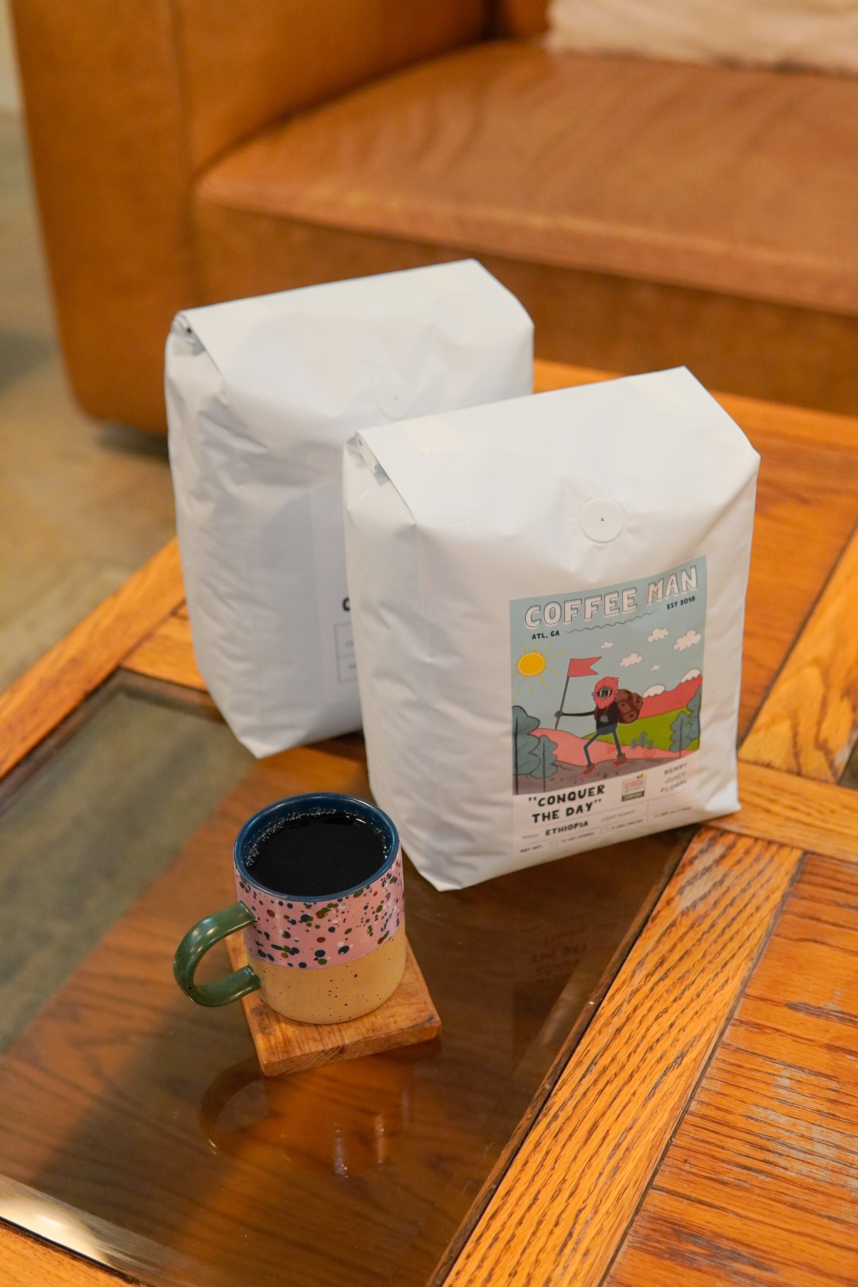 5 pound coffee bags in a corporate office in Atlanta 