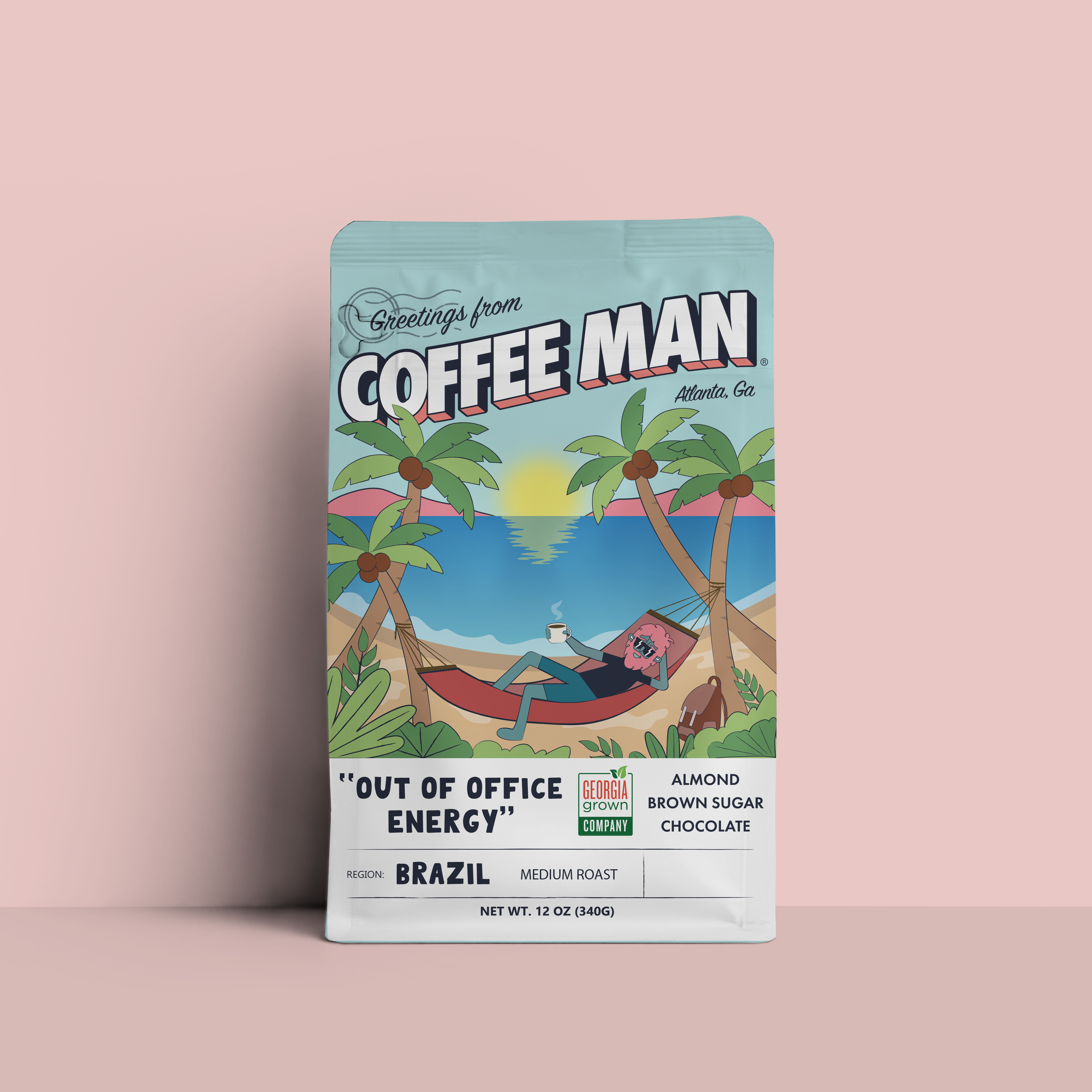 Brazil- Out of Office Energy 12oz whole bean medium roast coffee bag