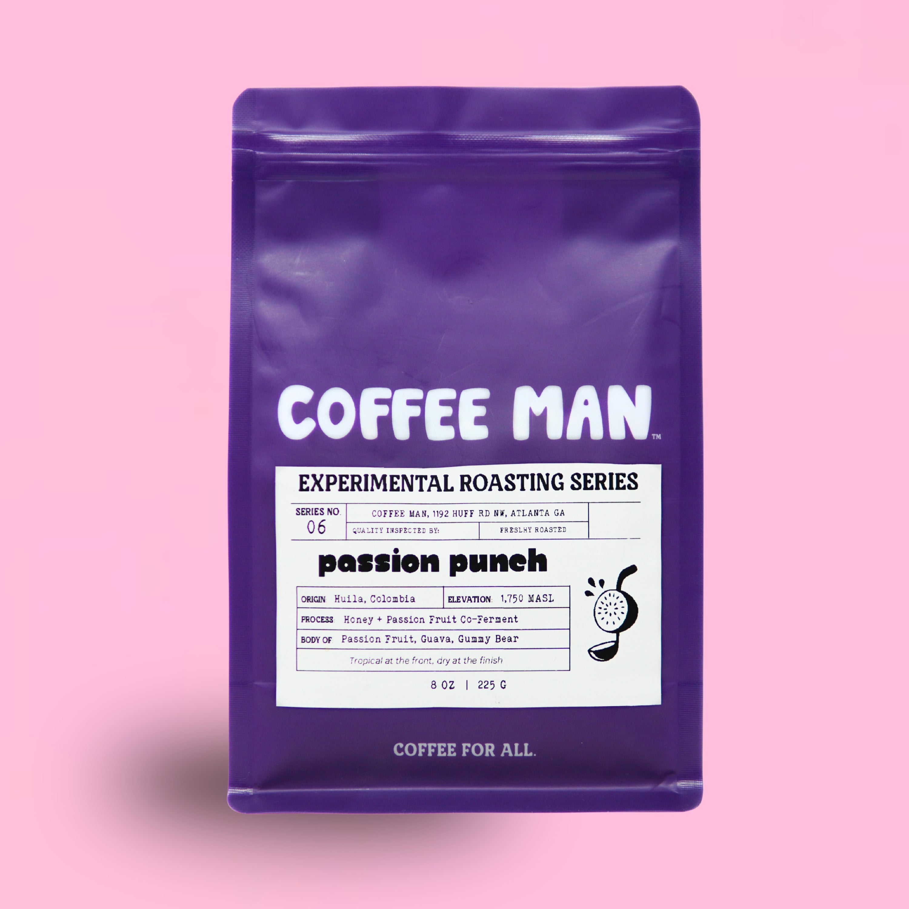 passion fruit coferment colombian light roast coffee bag from coffee man